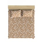 Maki Home Yüzde Yüz Pamuklu Çiçekli Bej 180x200+2*(50x70) Battal Boy Lastikli Çarşaf Seti