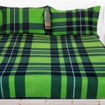 Maki Pazen Flanel Yeşil Ekose 100x200 cm %100 Pamuk Tek Kişilik Lastikli Çarşaf Takımı