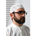 Makine Örgüsü Dantel Detaylı Namaz Takkesi Beyaz