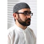 Makine Örgüsü Dantel Detaylı Namaz Takkesi Füme