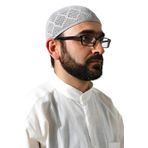 Makine Örgüsü Dantel Detaylı Namaz Takkesi Gri