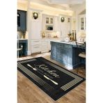 Makinede Yıkanabilir Kaymaz Taban Leke Tutmaz Siyah Mutfak Halısı Mutfak Yolluk ve Balkon Halısı - 200 x 400 cm