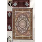 Makinede Yıkanabilir Leke Tutmaz Mürdüm Dot Keçe Kaymaz Taban Göbekli Salon Saçaksız Halı E4153 Mürdüm 180 X 280