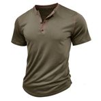 MakingDa Erkek Henley Gömlekleri Vintage Kısa Kollu Kas Jimnastik Yaz Düğmeli Düz Golf Büyükbaba Gömlek Günlük Klasik Nefes Alabilir Hafif Normal Kesim İş Gündelik Akıllı Üst, yeşil, L
