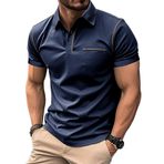 MakingDa Erkek Slim Fit Kısa Kollu Polo Gömlekler Esnek Hafif Düz Yakalı Gömlekler Atletik Emici Nefes Alabilir İş Golf Yürüyüş Klasik Tişört Üst Yaz, mavi, XXL