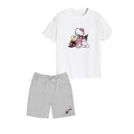 makiteks 2'li Set Baskılı Kız Çocuk Pamuk Şort Tshirt Takım Kuromi HKitty 5 6 7 8 9 10 11 12 13 14 yaş Tişört