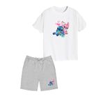 makiteks 2'li Set Baskılı Kız Çocuk Pamuk Şort Tshirt Takım Lilo Stitch 5 6 7 8 9 10 11 12 13 14 yaş Tişört