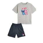 makiteks 2'li Set Baskılı Kız Çocuk Pamuk Şort Tshirt Takım Lilo Stitch04 5 6 7 8 9 10 11 12 13 14 yaş Tişört