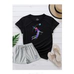 makiteks 2'li Set Düz Renk Kadın Regular Şort ve Tshirt Tişört Voleybol