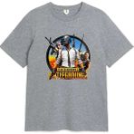 Makiteks Baskılı Erkek Kadın Unisex Bisiklet Yaka Baskılı T-Shirt Tshirt Tişört Mobile Oyun Pubg - 0-Gri