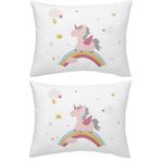 Makiteks Unicorn Atlar Gökkuşağı 2 Adet 50x70 cm %100 Pamuk Yastık Kılıfı