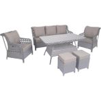Maklife Bahçe Mobilyaları Pasifik Bahçe & Balkon & Teras Mobilya Takımı 7 Kişilik (3+1+1+2 PUF+80*140 Masa) - Gri