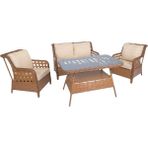 Maklife Bahçe Mobilyaları Pasifik Bahçe Mobilyası Balkon & Teras Mobilya Takımı 2+1+1 + 70*120 Masa - Kahverengi