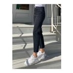 MAKRAS EXCLUSIVE Alula Kadın Solmayan Siyah Yüksel Bel Mom Jeans Boyfrend Pantolon