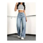 MAKRAS EXCLUSIVE Emilia Kadın Buz Mavi Palazzo Jeans Likralı Süper Yüksek Bel Salaş Denim Kot Pantolon