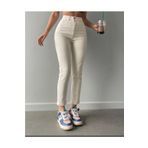 MAKRAS EXCLUSIVE Julia 90's Kadın Jeans Krem Yüksek Bel Likralı Mom Jeans Kot Pantolon