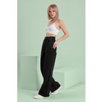MAKRAS EXCLUSIVE Kadın Jeans Siyah Salaş Bol Paça Yüksek Bel Likralı Palazzo Kot Pantolon Jean