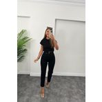 MAKRAS EXCLUSIVE Lora Kadın Solmayan Siyah Yüksel Bel Mom Jeans Boyfrend Pantolon