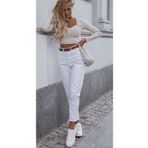 MAKRAS EXCLUSIVE Lora Super Beyaz Mom Boyfriend Kot Pantolon Yüksek Bel Esnek 2024