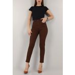 MAKRAS EXCLUSIVE Maria Kadın Koyu Kahverengi Süper Yüksek Bel Comfort Likralı Mom Kot Pantalon Jeans