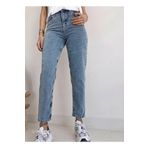 MAKRAS EXCLUSIVE Sahara Mavi Kar Yıkama Mom Jeans Boyfrend Likralı Esnek Yüksek Bel Kot Pantolon