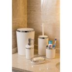 MAKRİ HOME 5 Parça Akrilik Banyo Seti, Şık ve Kaliteli Akrilik, Gümüş Renk Detaylı, Beyaz