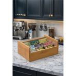 MAKRİ HOME Bambu Çay Kutusu Şeffaf Kapaklı Poşet Çay Saklama Organizatörü Bölmeli Tea Box