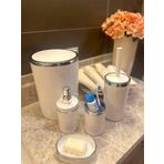 Makri Home Banyo Seti 5'li, Akrilik Plastik (Çöp Kovası, WC Fırçalık,Sıvı Sabunluk, Diş Fırçalık, El Sabunluk) (Beyaz)