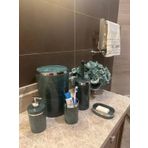 Makri Home Banyo Seti 5'li, Yuvarlak, Akrilik-Çöp Kovası, WC Fırçalık, Sıvı Sabunluk, Diş Fırçalık, El Sabunluk