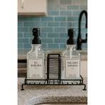Makri Home Cam İkili Sıvı Sabunluk & Deterjanlık Seti 500 ml Siyah Metal Stantlı Modern Tasarım