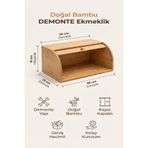 MAKRİ HOME Doğal Bambu DEMONTE Ekmeklik, Ekmek Kutusu, Kayar Kapaklı, Geniş Hacimli, 38 x 23 x 19 cm