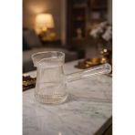 MAKRİ HOME Isıya Dayanıklı Cam Cezve Çizgili 400 ml, 10 cm Yükseklik, Cam Türk Kahvesi Cezvesi