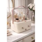 Makri Home Krem Makyaj Organizeri, 35X26x17,5 Cm, 3 Çekmeceli, Şeffaf 90° İki Kapaklı
