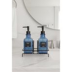 MAKRİ HOME Modern Cam Sıvı Sabunluk & Deterjanlık Seti-500 ml Cam Sabunluk, Metal Stand'lı
