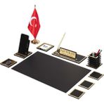 Makro Ofis Asel Sümen Takımı 11 Parça Siyah Renkli Full Set Türkiye Menşeli Modern Tasarım - Gold