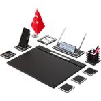 Makro Ofis Lina Sümen Takımı 11 Parça Siyah Full Set - Gold