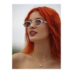Makro Optik Oval Tasarım Beyaz Çerçeve Siyah Degrade Cam Small Kadın Güneş Gözlüğü