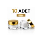 makrobay 10 Adet 50 ml Lüks Cam Krem Kavanozu - Kalın Tabanlı Sızdırmaz Kapak