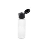 Makrobay 100 Adet - 30ML Boş Şeffaf Pet Şişe, Açmalı Kapaklı Plastik Şişe - Siyah Kapak