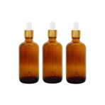 Makrobay 100ML Amber Cam Şişeler ve Altın/beyaz Cam Pipetler 3 Adet