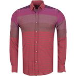 Makrom Erkek Renk Bloklu Çizgili Dokuma Gömlek – Burgundy - Bordo - 4XL