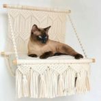 Makrome Kedi Yatağı - Hamağı - Ekru