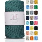 Makromecity Premium Koton Pamuk Makrome Ipi Nefti 200 gr 150 Metre 2mm Cotton Zincir Makrome Çanta Ipi Supla Ipi - Nefti Yeşil