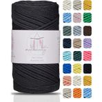 Makromecity Premium Koton Pamuk Makrome Ipi Siyah 250 gr 185 Metre 2mm Cotton Zincir Makrome Çanta Ipi Supla Ipi