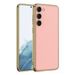 Maks Technology Galaxy S23 Plus Uyumlu Deri Görünümlü Kenarları Elektroplating Kaplama MKST Fizyon Kılıf-Pem