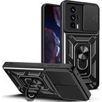 Maks Technology Poco F5 Pro Kılıf Magnetik Standlı Kamera Korumalı MKST Sürgülü Vega Kapak - Siyah