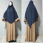 Maksi Boy Sandy Sufle Khimar Hazır Hijab Eşarp Füme - 018-Füme