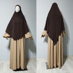 Maksi Boy Sandy Sufle Khimar Hazır Hijab Eşarp Kahverengi - Acı Kahverengi - Kahverengi