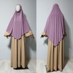 Maksi Boy Sandy Sufle Khimar Hazır Hijab Eşarp Leylak
