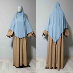 Maksi Boy Sandy Sufle Khimar Hazır Hijab Eşarp Mavi - 01-Mavi